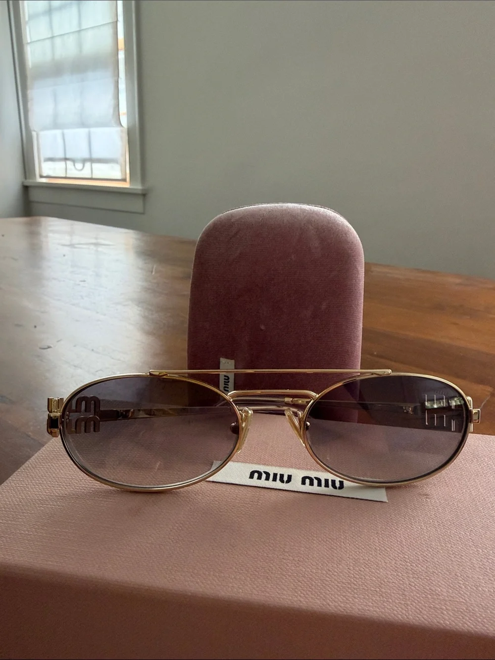 💯 Authentic Miu Miu Gold Frame Sunglasses with Pink Gradient Lenses - $400 FIRM